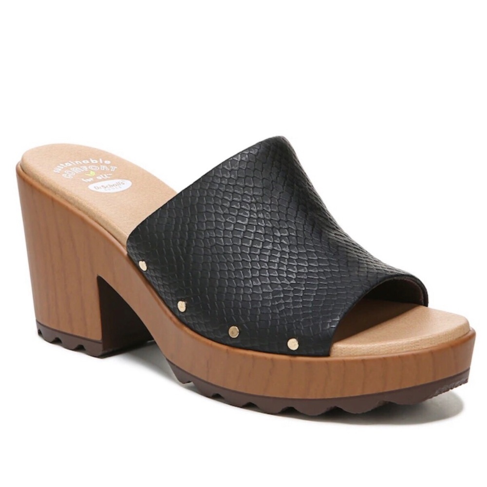 New Dr Scholls Wake Up Sandals platforms slides clogs black tan light shoes 7.5